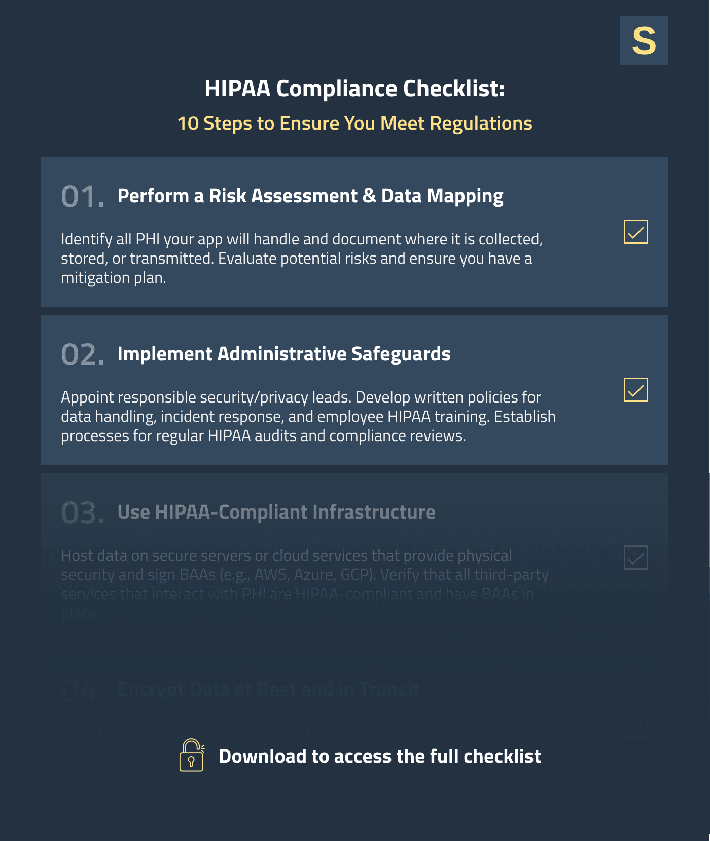 HIPAA software development checklist