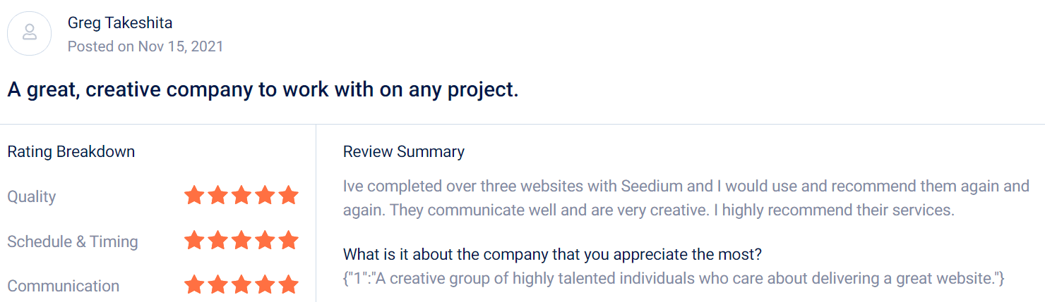 Seedium testimonials on GoodFirms
